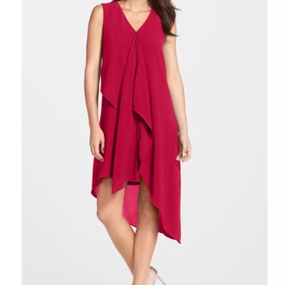 Adrianna Papell Red Asymmetrical High-Low Cocktail Dress